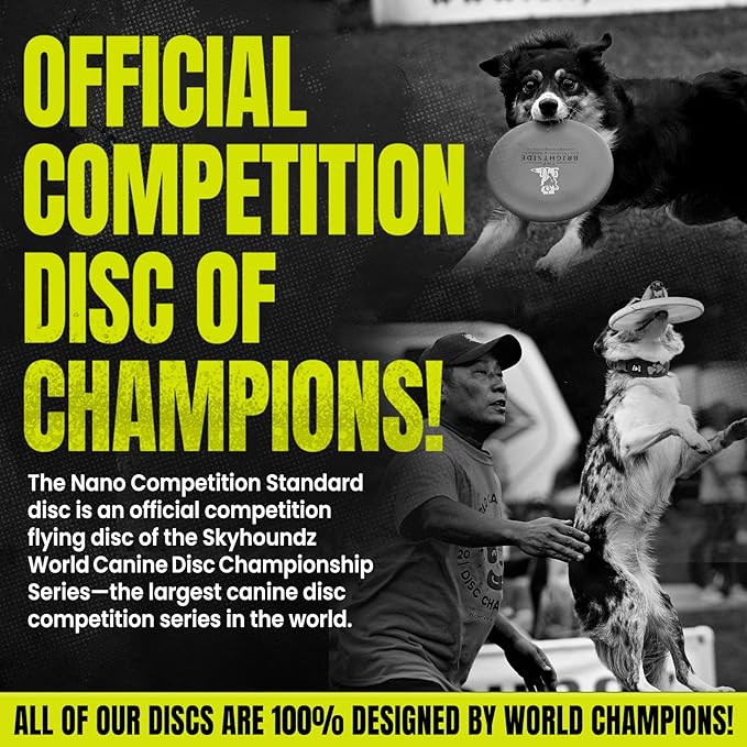 Hyperflite Nano Competition Standard Disc Dog Disc 4” (17g) | Official Skyhoundz Mini Flying Disc for Small Dog & Puppy | Long-Flying, Lightweight Dog Toy for Backyard, & Beach | Anti-Glare -Yellow