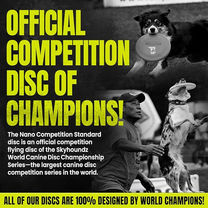 Hyperflite Nano Competition Standard Disc Dog Disc 4” (17g) | Official Skyhoundz Mini Flying Disc for Small Dog & Puppy | Long-Flying, Lightweight Dog Toy for Backyard, & Beach | Anti-Glare -Yellow