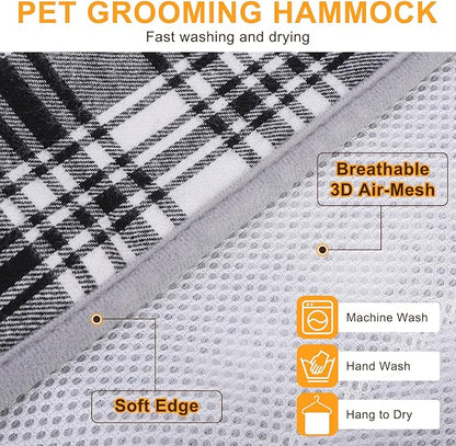 BEAUTYZOO Dog Grooming Hammock, Medium Dog Sling for Nail Trimming, Dog Hanging Harness for Claw Care with Thick Fabric Neck Support Wide Strap Restraint Cat Grooming Hammock, Black M