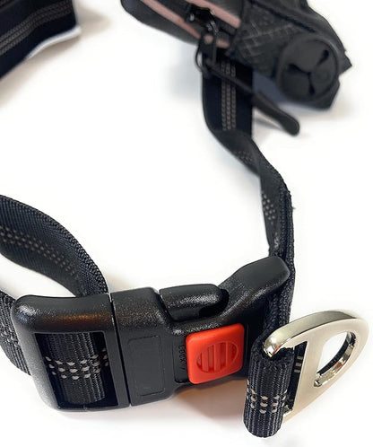 Hands-Free Dog Leash with Locking Carabiner & Waterproof Pouch – Adjustable Waist Belt for Running, Walking & Hiking with Reflective Design