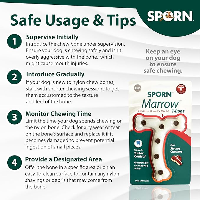 Sporn Dog Dental Toy, Marrow Chew, T-Bone