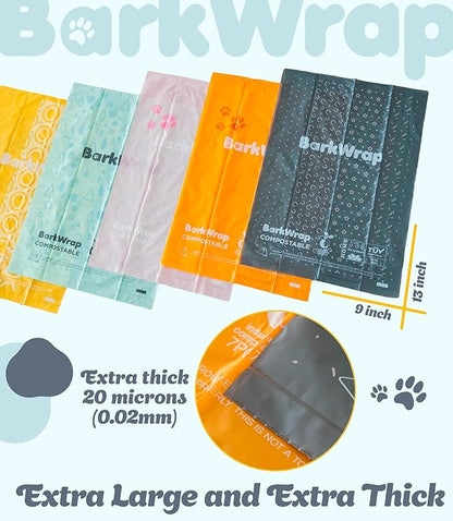 240 Biodegradable Dog Poop Bags Rolls Raspberry Scented Extra Thick Compostable Waste Doggie Pet Bulk Leak-Proof Bag - 100% Certified Home with Beautiful Colorful Design and Easy Open Compliant