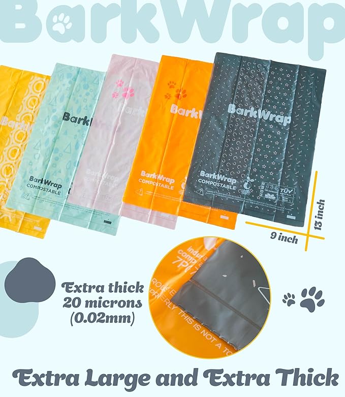 240 Biodegradable Dog Poop Bags Rolls Extra Thick Compostable Waste Doggie Pet Bulk Leak-Proof Bag - 100% Certified Home with Beautiful Colorful Design and Easy Open Compliant 10% To Charity