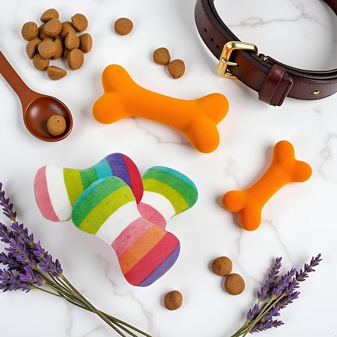 2Pcs Colorful Dog Plush Vocal Toy Rainbow Dogs Bone-Shape Chewing Toy Pet Supplies for Pet Playing Use Adorable Quality and Practical Attractive and Professional Dog Chew Toys
