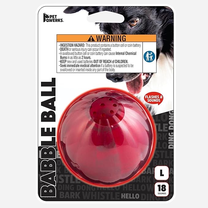 Pet Qwerks Blinky Babble Ball - Flashing Interactive Dog Toy - Large