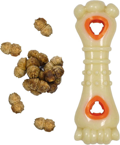 Nylabone Knuckle Bone Pop-in Treat Toy Power Chew Toy with 30 Refills, Interactive Treat Dispensing Enrichment Toys for Dogs, Long Lasting Chicken Flavor, Large Dogs - Up to 50 lbs, 2 Pack