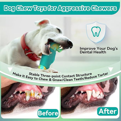 Dog Toys for Aggressive Chewers, Interactive Dog Chew Toys for Large Dogs, Squeaky Chew Toys to Keep Them Busy, Tough Toys for Medium/Large Breed (Green)
