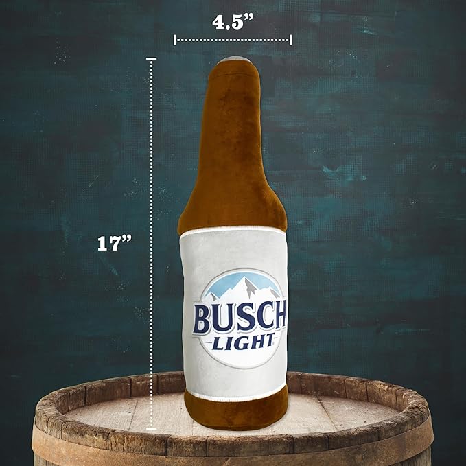 design LAB, Inc. Busch Light Beer Dog Toy | Official Merchandise Beer Bottle Squeaky Plush Toy for Dogs | 17 inch XL Extra Large Novelty Dog Toys for Fun and Fetch