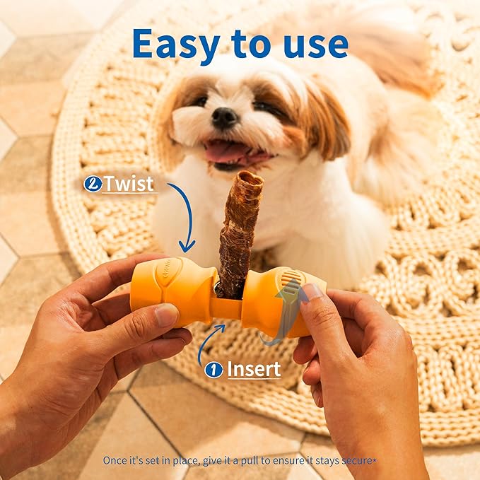Chewise Bully Stick Holder, Improved Bully Sticks Holder, Ultimate Secure Heavy Duty, BPA-Free Safety Device to Prevent Choking, Fits Various Bully Sticks and Dog Sizes
