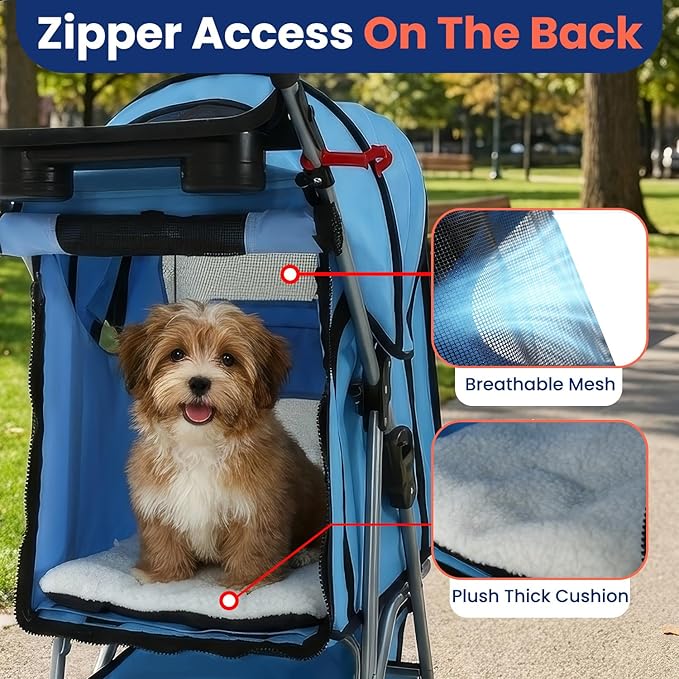 BestPet 4 Wheels Pet Stroller Cat Dog Cage Stroller Travel Folding Carrier 04T
