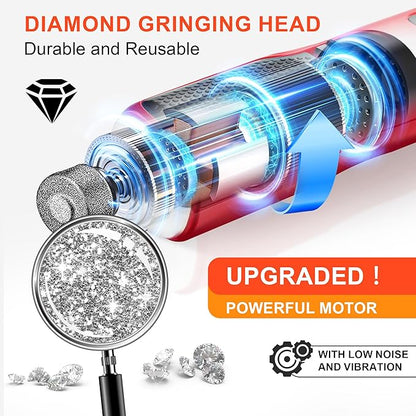 7-Speed Dog & Cat Nail Grinder with Light - Ring LED Safe to Avoid Overcut, Quiet Low Vibration & Powerful Fast, Cordless Rechargeable Toenail Trimmer for Small & Large Puppy & Breeds Paws(Red)