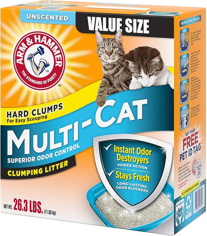 Arm & Hammer Multi-Cat Clumping Litter Unscented, 26.3lb