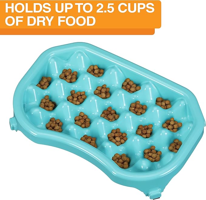 Neater Pet Brands Neater Slow Feeder Dog Bowls, Slows Down Fast Eaters to Help Digestion & Prevent Overeating, Non-Slip Food Bowl, BPA-Free, Holds 2.5 Cup of Food for Small to Medium Breed or Puppy