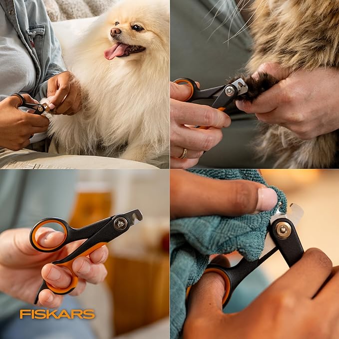 Fiskars Pet Small Pet Nail Clippers, Cat and Dog Nail Trimmers for Grooming, Pet Supplies with Precision Stainless Steel Blades & SoftGrip Handle, 4.25”, Orange/Black