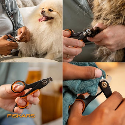 Fiskars Pet Small Pet Nail Clippers, Cat and Dog Nail Trimmers for Grooming, Pet Supplies with Precision Stainless Steel Blades & SoftGrip Handle, 4.25”, Orange/Black