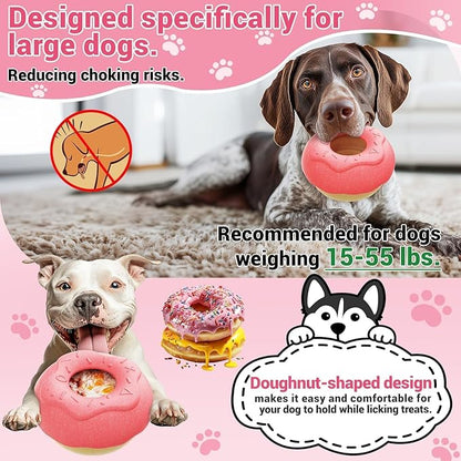 Dog Toys for Aggressive Chewers, Dog Enrichment Toys, Anxiety Relief for Dogs Toy, Indestructible Frozen Treat Toy National Pet Day Gifts for Large Dogs Peanut Butter Reduces Anxiety, Donut