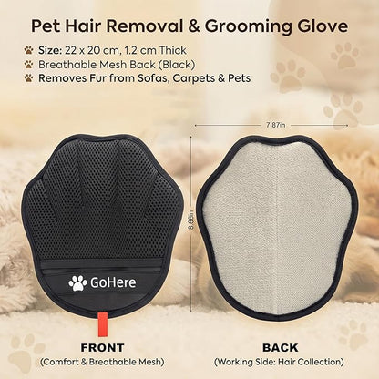 Pet Hair Removal Glove, Magic Brush Electrostatic Mitt for Cats & Dogs, Reusable Grooming Gloves, Pet Hair Remover Tool for Couch, Carpet, Clothes, Car Seat, Laundry