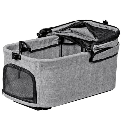Pet Stroller 4 Wheels Dog Cat Stroller, Detachable Carrier Travel Folding Carrier for Small Medium Dog Cats (Grey)