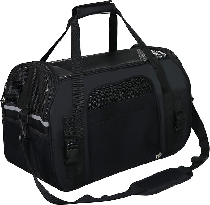 EliteField Soft Sided Pet Carrier (3 Year Warranty, Airline Approved), Multiple Sizes and Colors Available (Medium: 17" L x 9" W x 12" H, Black)