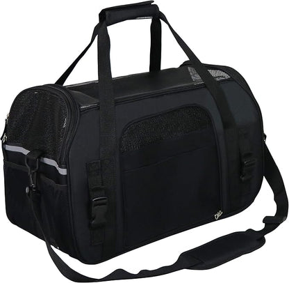 EliteField Soft Sided Pet Carrier (3 Year Warranty, Airline Approved), Multiple Sizes and Colors Available (Medium: 17" L x 9" W x 12" H, Black)