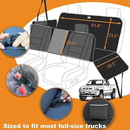 Reliadura Dog Hammock for Truck,Dog Car Seat Cover for Back Seat, Waterproof Seat Cover for Trucks with Mesh Window,Backseat Cover for Dogs in Car for F150/RAM1500/Sierra/Silverado