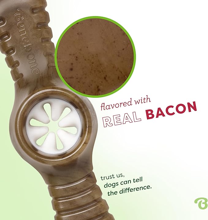 Benebone Pawplexer Interactive Treat Dispensing Tough Dog Puzzle Chew Toy, Made in USA, Medium, Real Bacon Flavor