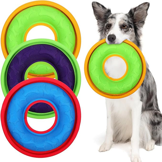 3 Pcs Pet Flying Discs - 9.05 Inch, Interactive Flyer Toys, Feedable Lightweight Catch and Fetch Toys for Small Medium Large Dogs, Floats in Water & Safe on Teeth
