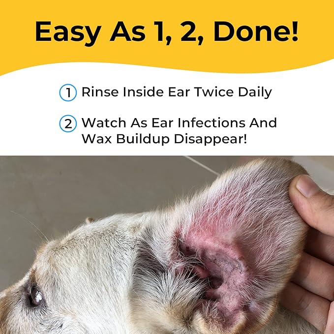 Smiling Paws Pets Medicated Tris Flush Dog Ear Cleaner Solution and Infection Treatment for Dogs and Cats Ear Flush for Dogs Ear Cleaner for Dogs & Cats - Cat & Dog Ear Wash Contains Ketoconazole 12oz