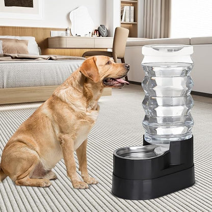 RIZZARI Automatic Dog Water Dispenser: Spill-Resistant 9L Black Gravity Feeder-Removes Odors -Softens Water - Supports Elderly Dogs’ Spine Health - Includes 2 Extra Filters & 2 Bottle Caps