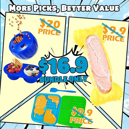 6 Value Pack Enrichment Toys for Dogs Lick Mat, Frozen Bone Power Chew & Frozen Dog Puzzle Toy, Treat Dispensing Slow Feeder Dog Enrichment Toys to Keep Them Busy for Stimulating & Cognitive Toys