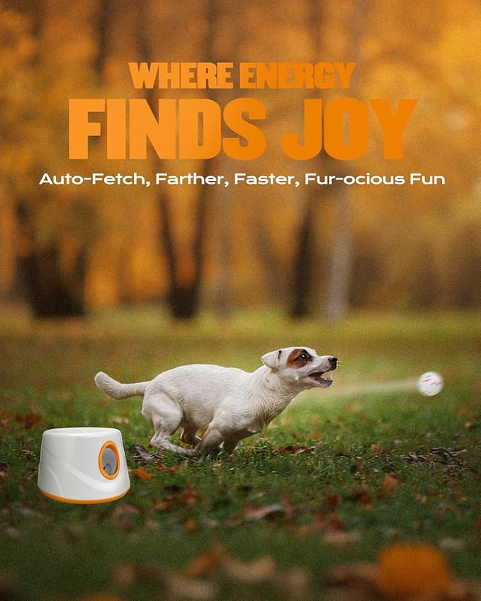 Automatic Ball Launcher for Dogs with 6 Balls, Dog Ball Thrower Launcher (Orange)