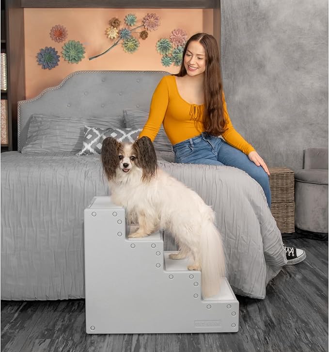 Pet Gear Pet Step IV Pet Stairs for Small Dogs and Cats up to 50 pounds, Lightweight, No Tools Required, 13 Colors to Choose from, Fog