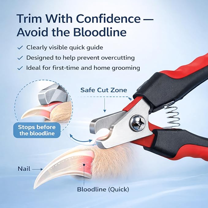 Dog & Cat Nail Clippers & Trimmers - Extra Sharp Dog Clippers with Stainless Steel Blades & Safety Guard to Avoid Overcutting - Ergonomic Cat Nail Clippers with Non-Slip Grip & Lock Feature