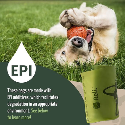 Reli. Biodegradable Dog Poop Bags Rolls (600 Pack, 40 Rolls) | 9"x13" Oxodegradable | Large Dog Poop Bags | Unscented, Leak Proof for Doggie/Pet Waste | Green Eco-Friendly | w/Leash Clip Holder