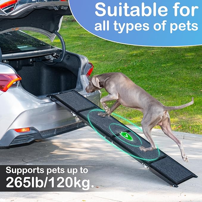 Uross Dog Ramp for Car 63" Long - Collapsible Pet Ramps for Large Dogs SUV Truck Folding Outdoor Dog Ramp for Porch Steps