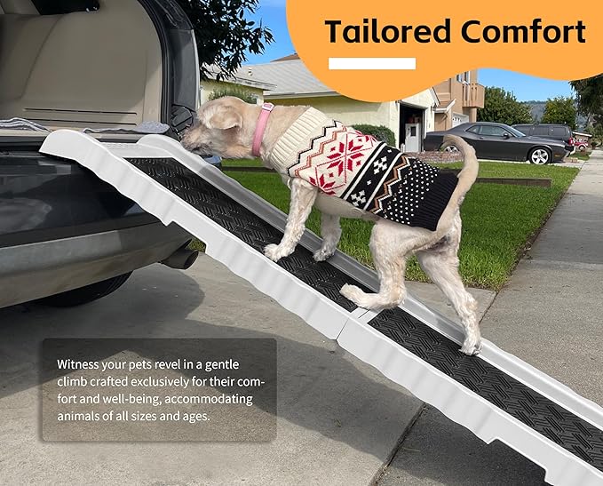 PawStep 50893 Pet Ramp with Soft Traction – Lightweight Portable Dog & Cat Ramp for Beds, Couches, Cars & SUVs, Non-Slip Surface for Senior & Small Pets
