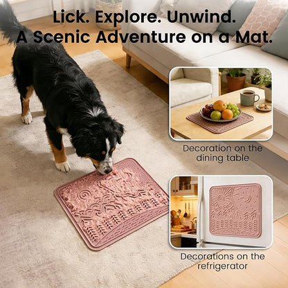 OHMO Lick Mat for Dogs and Cats Nature Design(Extra Large 1pc) Easy to Clean Pet Slow Feeder with Suction Cups, Enrichment for Anxiety Relief and Boredom Reduction(Coral)