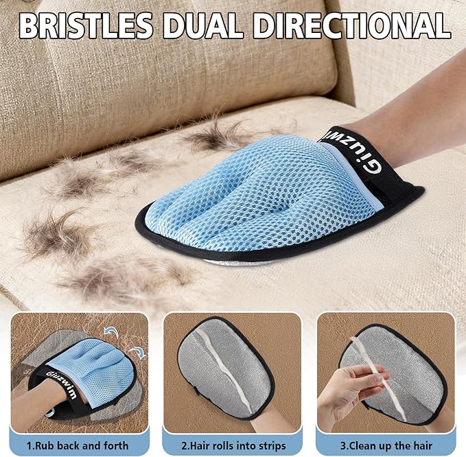 Pet Hair Removal Glove,Upgraded Five-Finger Electrostatic Pet Hair Removal Gloves,Cat and Dog Hair Removal Device,Cat Beauty Gloves,Suitable for Sofa&Furniture&Clothing Magic Brush (2PCS)