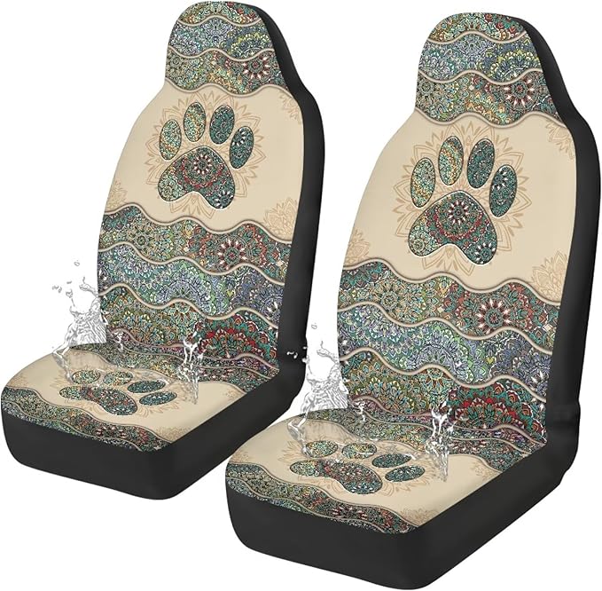 Dog Paw Car Seat Cover, Non-Slip Auto Front Seat Covers Automobile Seats Protectors Car Accessories for Vehicle, Cars, Sedan, Truck, SUV, Van