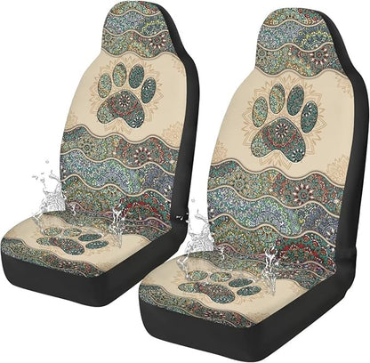 Dog Paw Car Seat Cover, Non-Slip Auto Front Seat Covers Automobile Seats Protectors Car Accessories for Vehicle, Cars, Sedan, Truck, SUV, Van