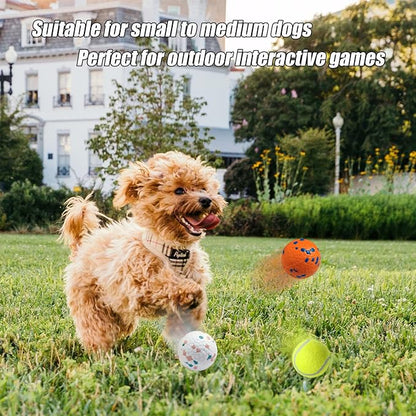 Dog Balls for Aggressive Chewers: Mini Tennis Balls for Dogs, Small Breed - Indestructible, Floating, Bouncy, Odourless, 2.5" (4 Pack)