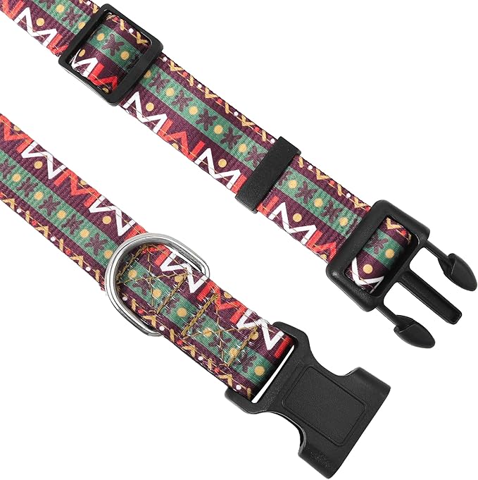 Reflective Dog Collar, Adjustable Soft Neoprene Padded Nylon Pet Collars with Buckle for Puppy and Small Dogs, Cats, Retro Geometric Flowers,M