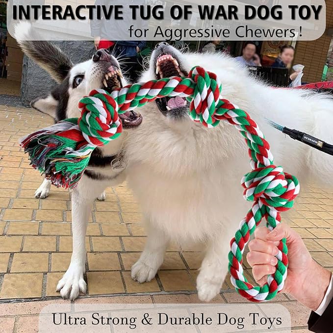 Rope Toys for Dogs - Indestructible Chew Toys for Aggressive Chewers, Tough Puppy Teething Toys for Boredom, Dental Cleaning Tug of War Toy - Great for Small to Large Breed