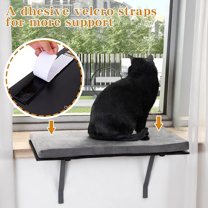 Cat Window Seat Wall Mount Perch House for Large Indoor, Heavy Duty Bed Shelves Furniture for Wall, Durable Steady Cat Accessories, Grey