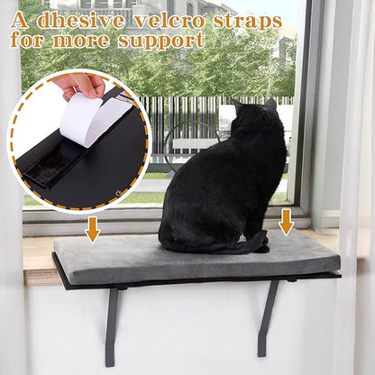 Cat Window Seat Wall Mount Perch House for Large Indoor, Heavy Duty Bed Shelves Furniture for Wall, Durable Steady Cat Accessories, Grey
