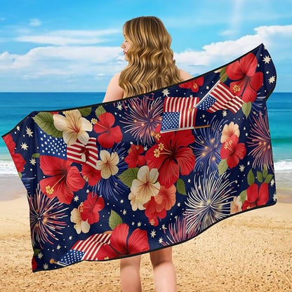 SEANATIVE Car Accessories Sweat Towel Seat Cover Protectors Hibiscus US Flag Cushion Covers Universal Fit for Car Truck SUV Seat for Dog & Kid Workout Outdoor or Sport Activities