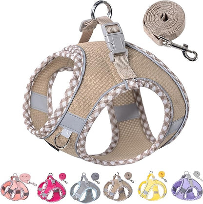 Petank Dog Harness for Small Medium Dogs No Pull, Puppy Harness and Leash Set for Walking, Running, Training, Small Dog Harness, Medium Dog Harness (Brown, XS)