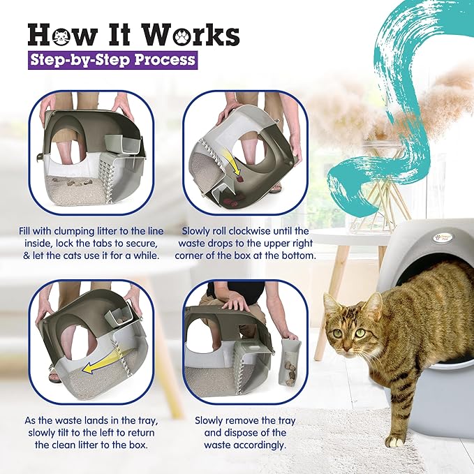 Omega Paw NRA15 Self Cleaning Litter Box Regular Size,Grey