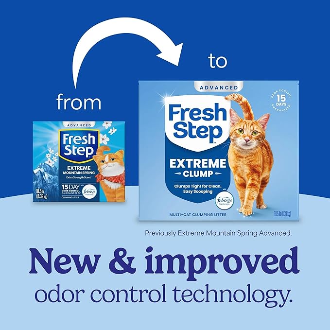Fresh Step Advanced Extreme Multi Cat Clumping Litter with Febreze Freshness, Low Dust, Odor Control with Ammonia Block Tech, Compatible in Automatic Litter Boxes, 37 lbs. (2 x 18.5 lb)