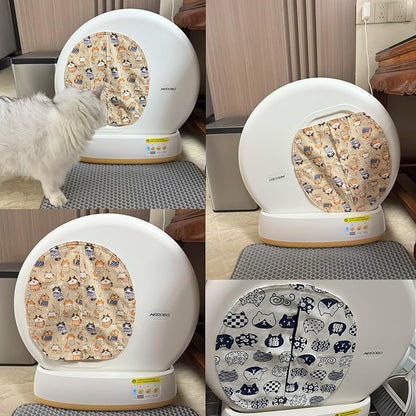 Curtain for Self Cleaning Cat Litter Box, Self-Cleaning Litter Box Curtain,Odor Blocker & Litter Scatter Shield for Cats,Easy Install, Universal Fit for Elliptical Openings